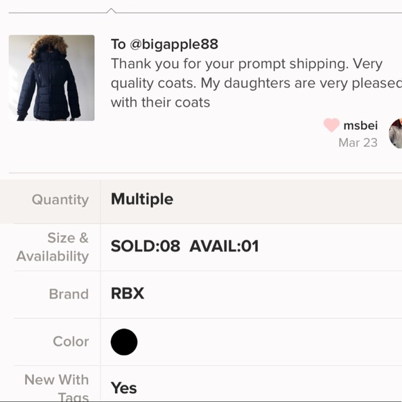 Last one Sz L🌹RBX ski puffer jacket - Picture 7 of 7